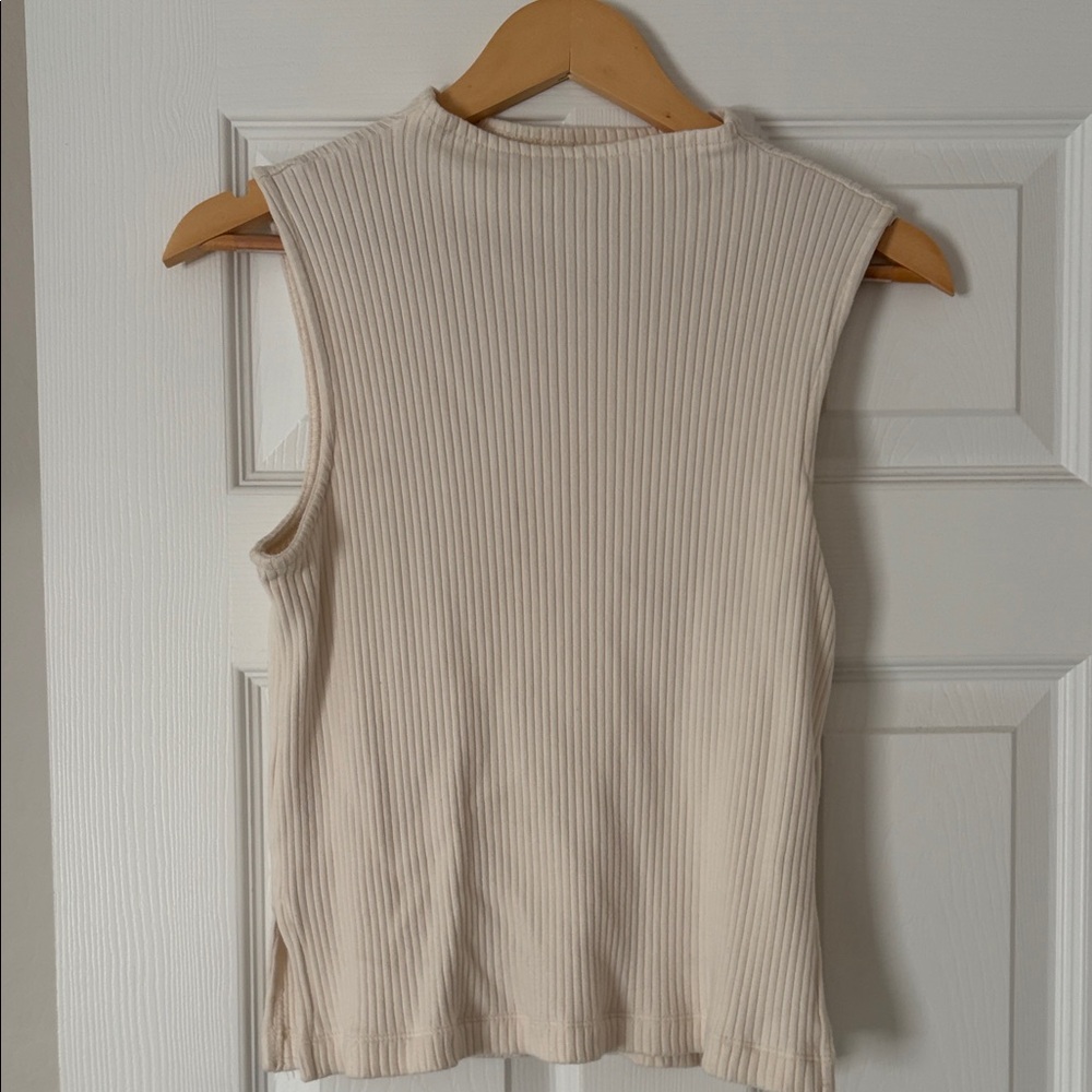 Madewell Sleeveless Ribbed Cream Top